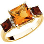 Genuine Multicolor Citrine Ring
