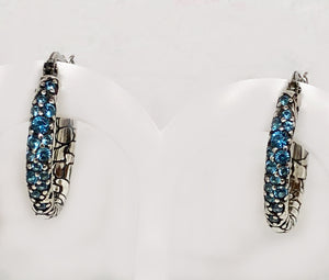 London Blue Topaz Earrings Pattern Design Sterling Silver
