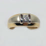 Mens Diamond Ring Solid 14 Karat White Yellow Gold