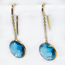 Dangle Blue Topaz Earrings 18 Karat Yellow Gold