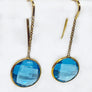 Dangle Blue Topaz Earrings 18 Karat Yellow Gold