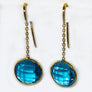 Dangle Blue Topaz Earrings 18 Karat Yellow Gold