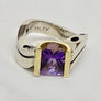 Custom Made Amethyst Ring 18Karat and Sterling Silver
