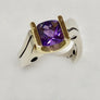 Custom Made Amethyst Ring 18Karat and Sterling Silver
