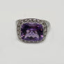Amethyst And Diamond Ring in 14 Karat White Gold