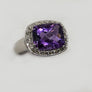 Amethyst And Diamond Ring in 14 Karat White Gold