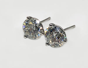 Natural Mined Diamond Studs 2.54 Carats total weight