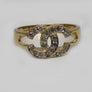 Double "C" Diamond Ring in 14 Karat Yellow Gold