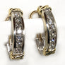 Channel Set Diamond Earrings Omega Clip and Post 14 Karat Yellow Gold