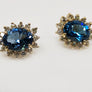 Blue Topaz And Diamond Earrings 14 Karat Yellow Gold