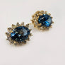 Blue Topaz And Diamond Earrings 14 Karat Yellow Gold