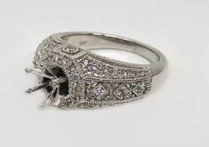 Milgrain Diamond Ring .75Ct Diamonds 14Karat White Gold