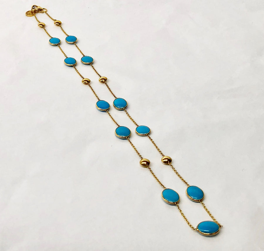 Turquois Necklace in 18 Karat Yellow Gold