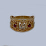 Woman Diamond And Ruby Filigree Ring 14Karat Yellow Gold