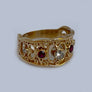 Woman Diamond And Ruby Filigree Ring 14Karat Yellow Gold