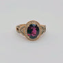 Garnet and Diamond Ring Rose Gold 14Karat