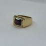 Gents Garnet and Diamond Ring 14Karat Yellow gold