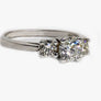 Three Stone Diamond Ring 14 Karat White Gold