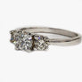 Three Stone Diamond Ring 14 Karat White Gold