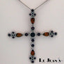 Multicolor Cross in 10K White Gold