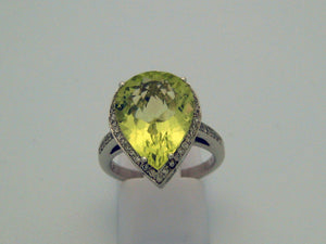 Green Quartz Ring 14k White Gold