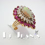 Opal Diamond and Ruby Ring in 14Karat Yellow Gold