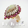 Opal Diamond and Ruby Ring in 14Karat Yellow Gold