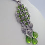 Green Peridot Necklace with Diamonds in 18 Karat White Gold