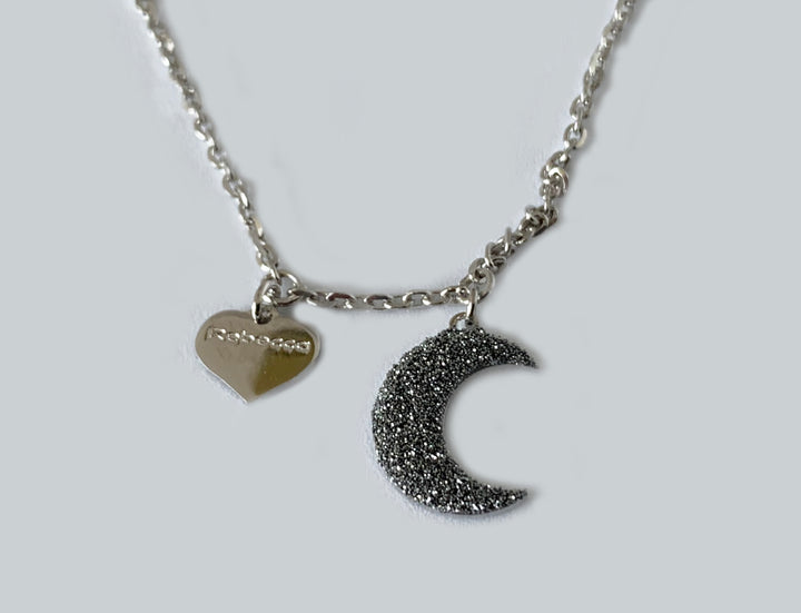 Rebecca Sterling Silver Necklace Moon and Diamond Dust