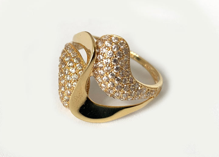Free Form White Sapphire Ring 18 Karat Yellow Gold