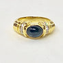 Cabochon Blue Sapphire and Diamonds