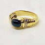 Cabochon Blue Sapphire and Diamonds