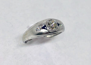 Platinum Diamond Ring Sapphires