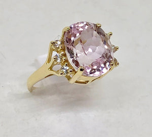 Pink Morganite CZ and White Sapphires 14 Karay Yellow Ring
