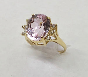 Pink Morganite CZ and White Sapphires 14 Karay Yellow Ring