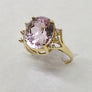 Pink Morganite CZ and White Sapphires 14 Karay Yellow Ring