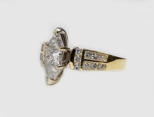 Marquise Shape Princess and Trillion Diamonds Engagement Ring