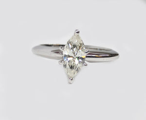 Marquise Diamond Engagement Ring 14 Karat White Gold