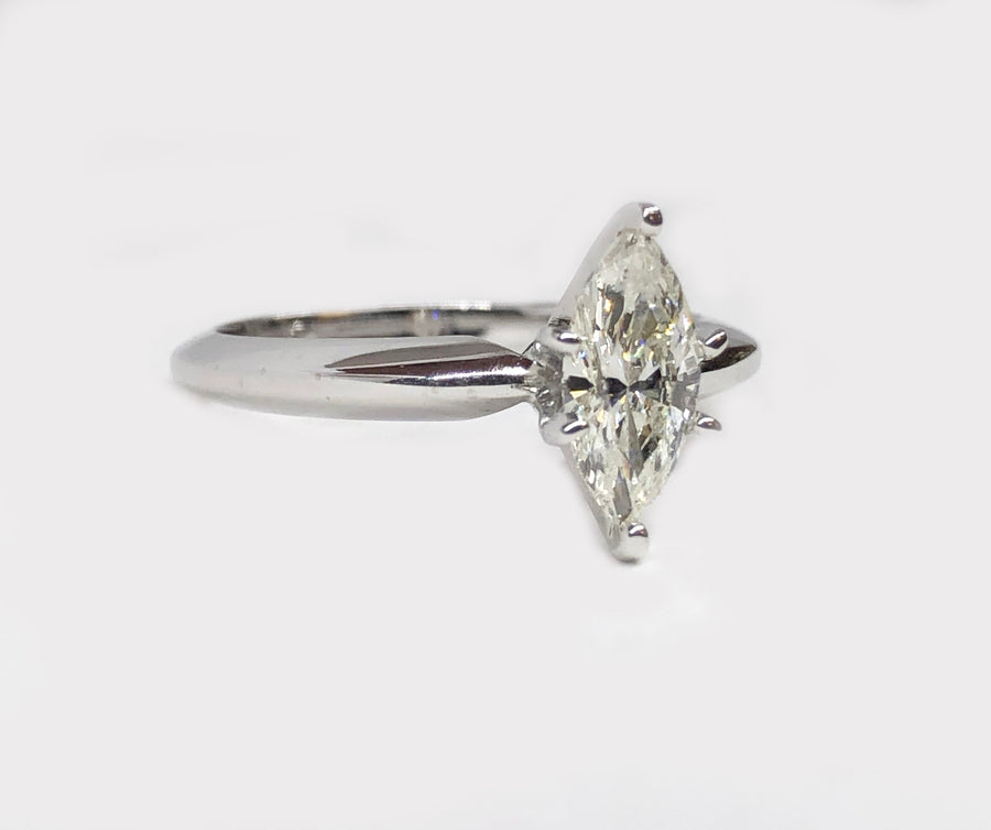 Marquise Diamond Engagement Ring 14 Karat White Gold