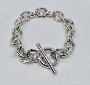 Sterling Silver Link Bracelet 5.5" Toggle Clasp