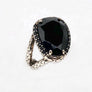 Black Spinel Ring Sterling Silver Pattern Design