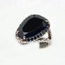 Black Spinel Ring Sterling Silver Pattern Design
