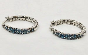 London Blue Topaz Earrings Pattern Design Sterling Silver