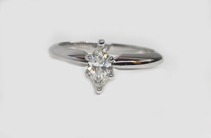 Marquise Solitaire Diamond Ring 14Karat White Gold