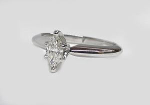 Marquise Solitaire Diamond Ring 14Karat White Gold