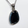 Black Spinel Blue Topaz Sterling Silver Pendant