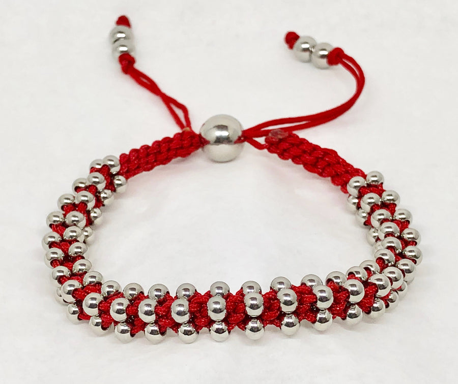 Stainless Steel Bracelet Red Cord