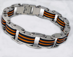 Stainless Steel Rubber Cool Bracelet Mens