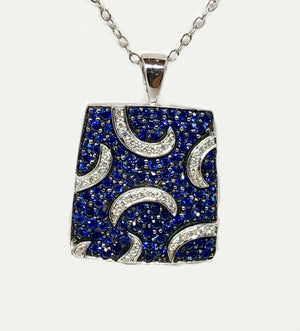 Sapphire and Diamond Pendant 18 Karat White Gold