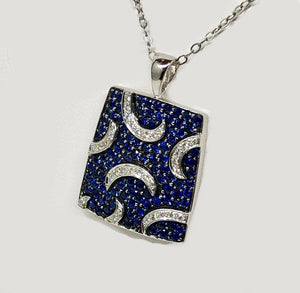 Sapphire and Diamond Pendant 18 Karat White Gold